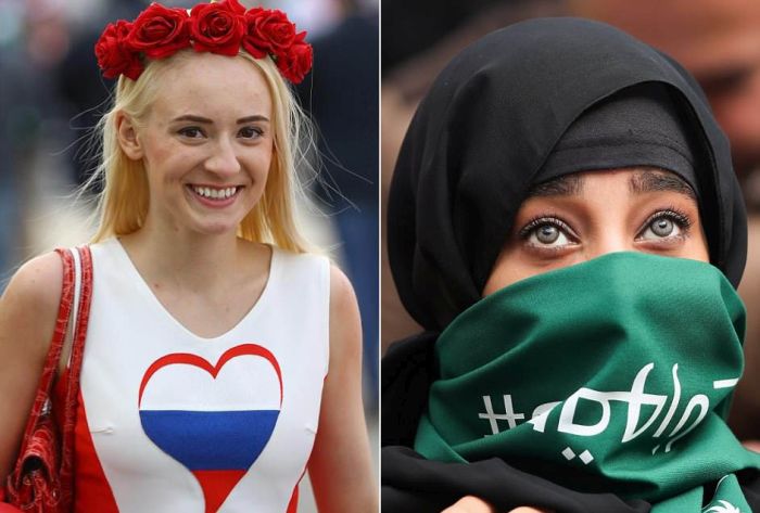 Как выглядят болельщицы сборной России и Саудовской Аравии